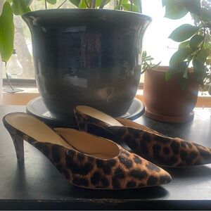 Urban Outfitters leopard print kitten heel slides